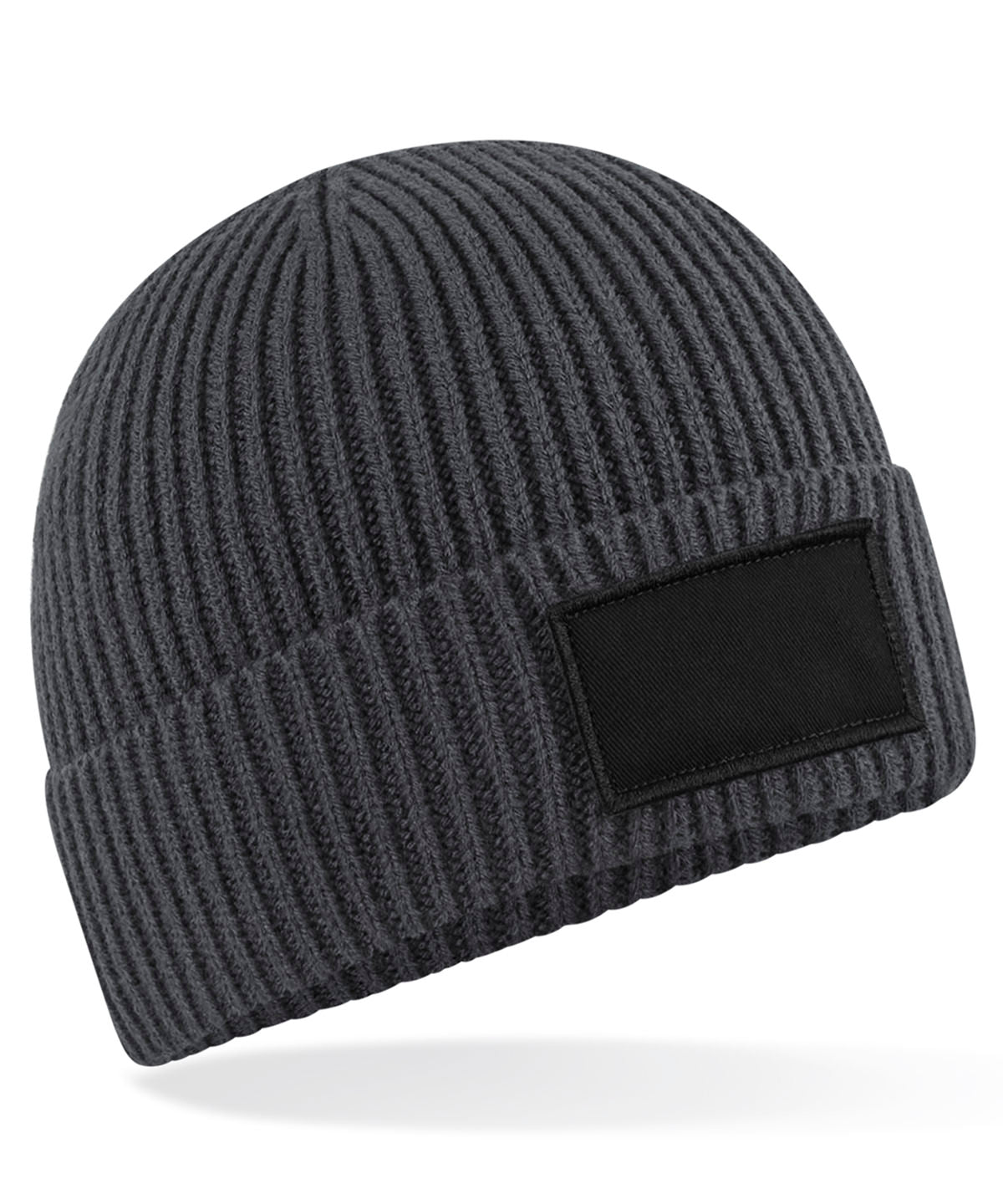 Beechfield Fashion patch beanie Graphite Grey/Black