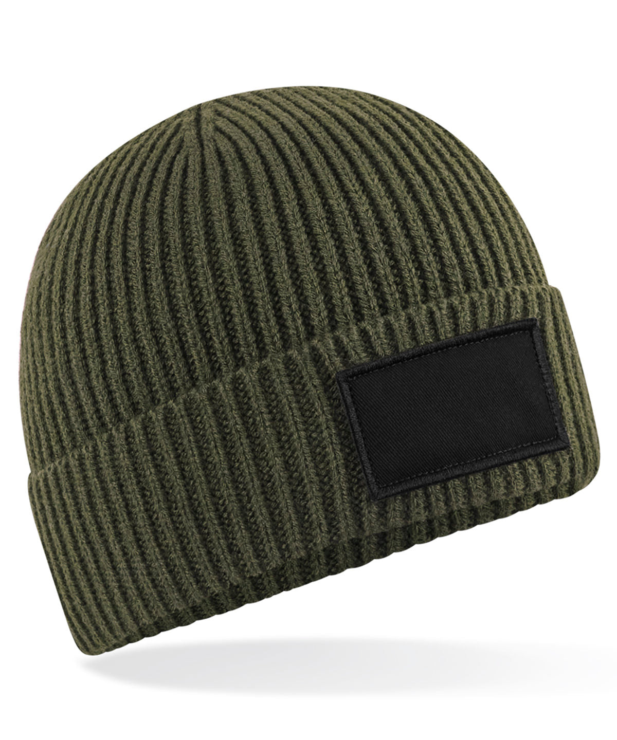 Beechfield Fashion patch beanie Military Green/Black