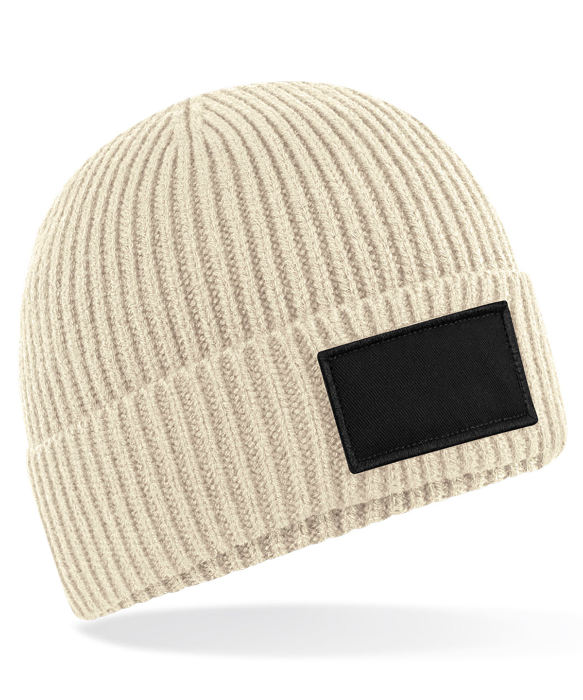 Beechfield Fashion patch beanie Oatmeal/Black