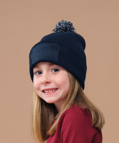 Beechfield Kids snowstar patch beanie Black/Bright Royal