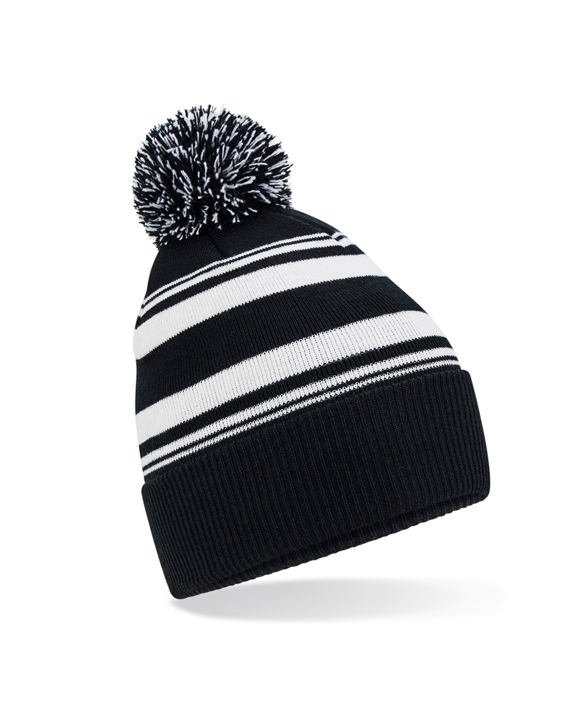 Beechfield Striped fan beanie Black/White