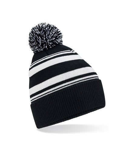 Beechfield Striped fan beanie Black/White