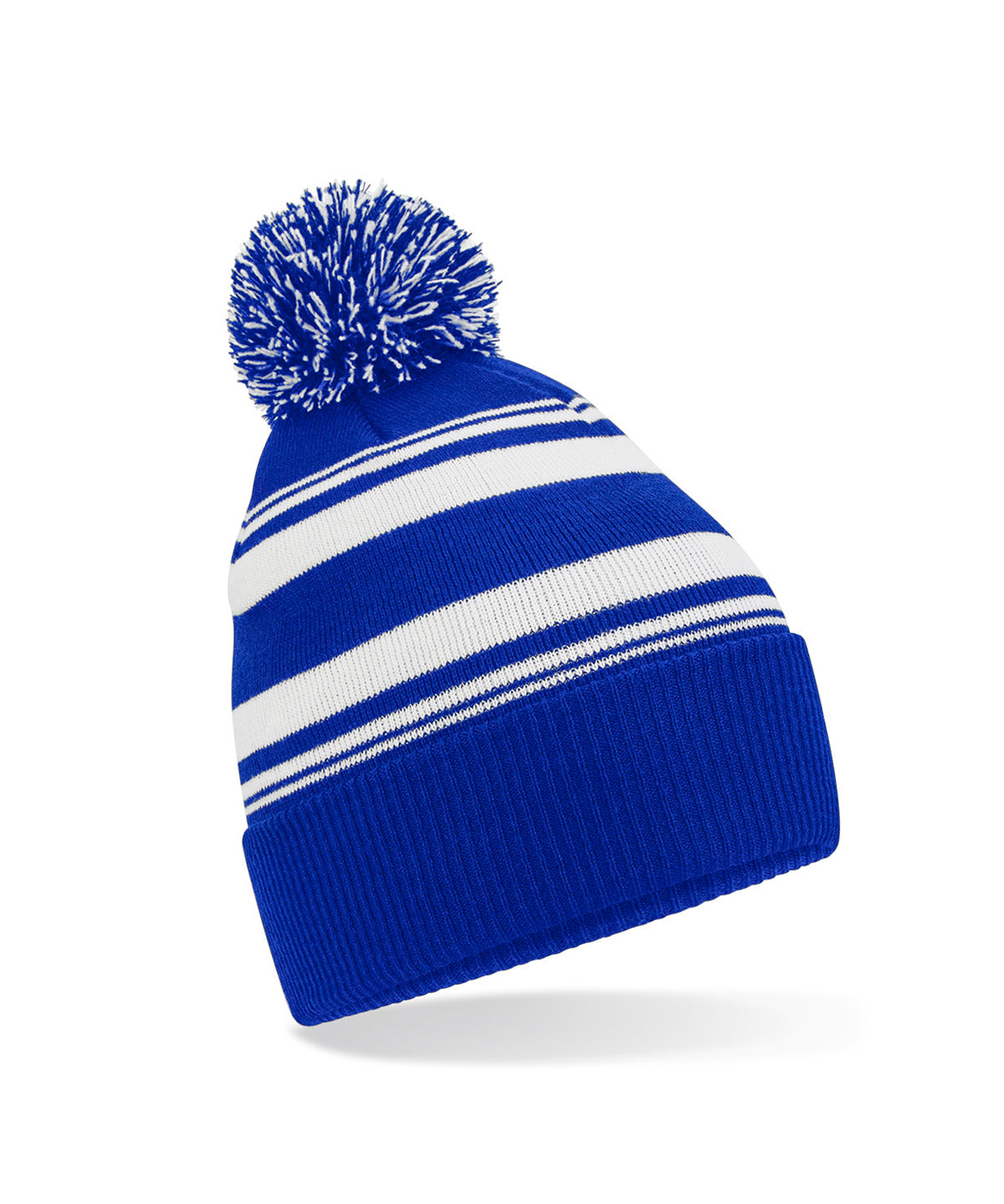 Beechfield Striped fan beanie Bright Royal/White