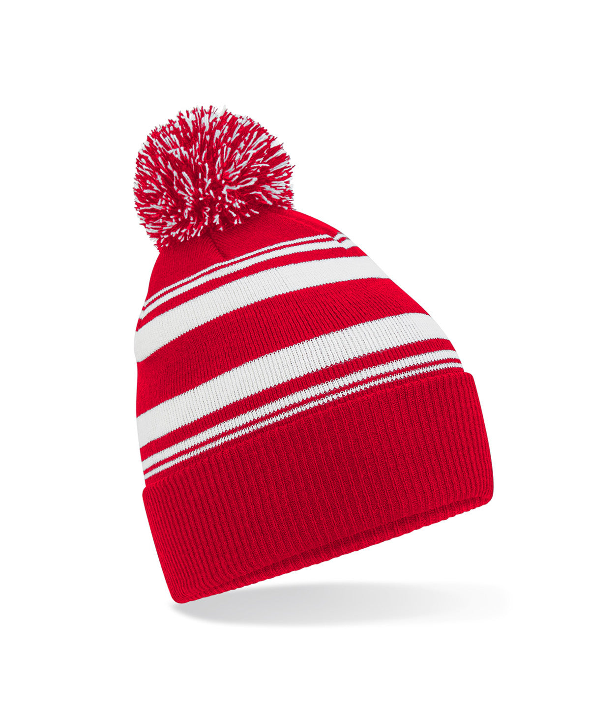 Beechfield Striped fan beanie Classic Red/White