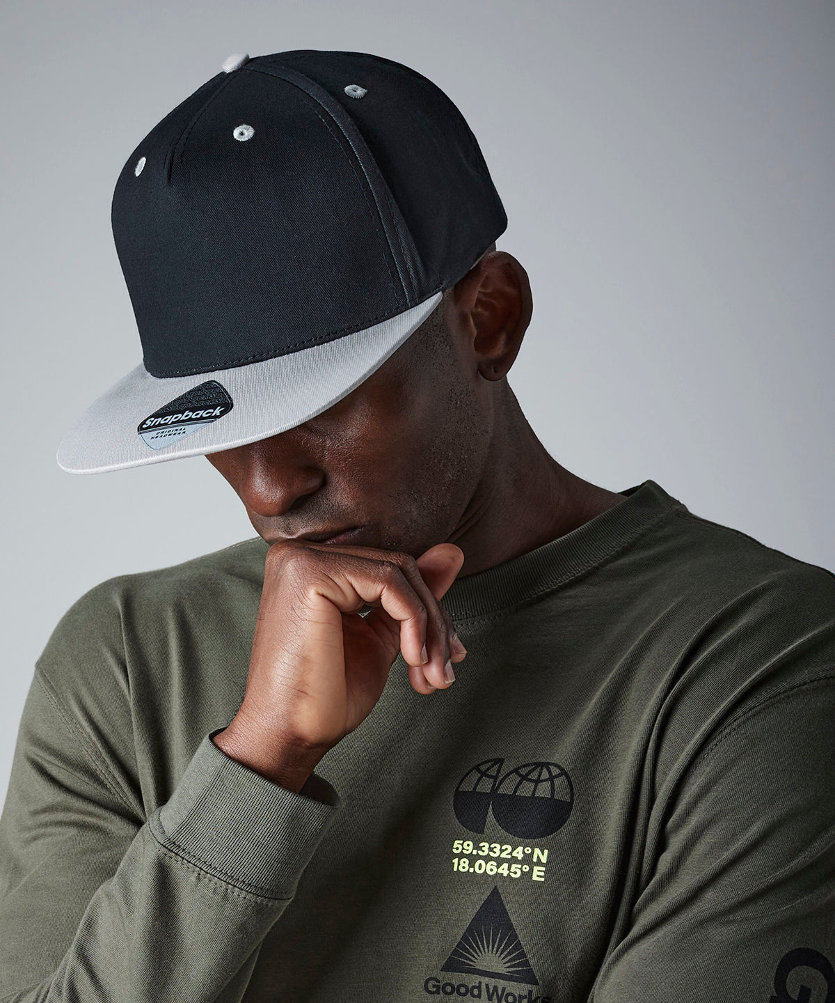 Beechfield 5-panel contrast snapback Black/Classic Red