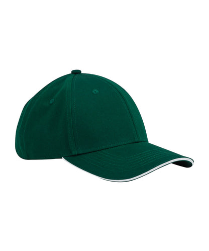 Beechfield EarthAware® classic organic cotton 6-panel cap – sandwich peak Bottle Green/White