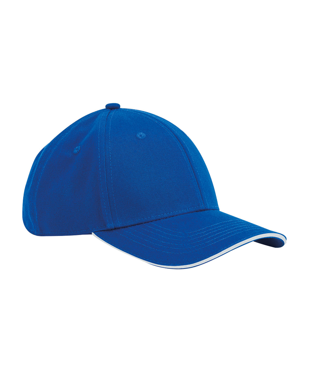 Beechfield EarthAware® classic organic cotton 6-panel cap – sandwich peak Bright Royal/White