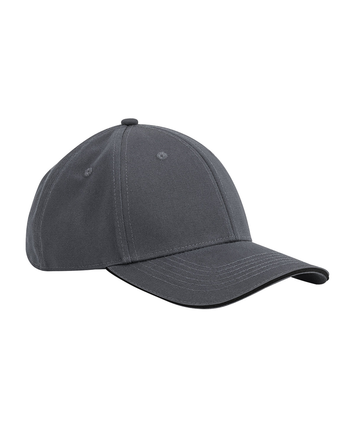 Beechfield EarthAware® classic organic cotton 6-panel cap – sandwich peak Graphite Grey/Black