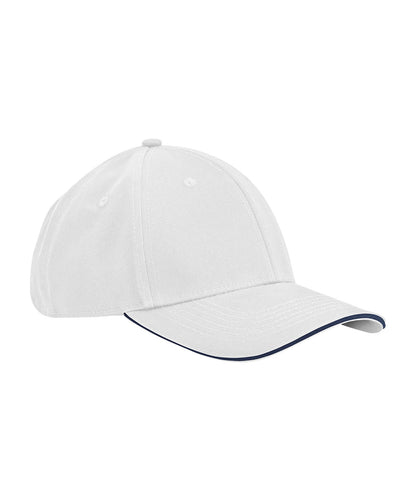 Beechfield EarthAware® classic organic cotton 6-panel cap – sandwich peak White/French Navy