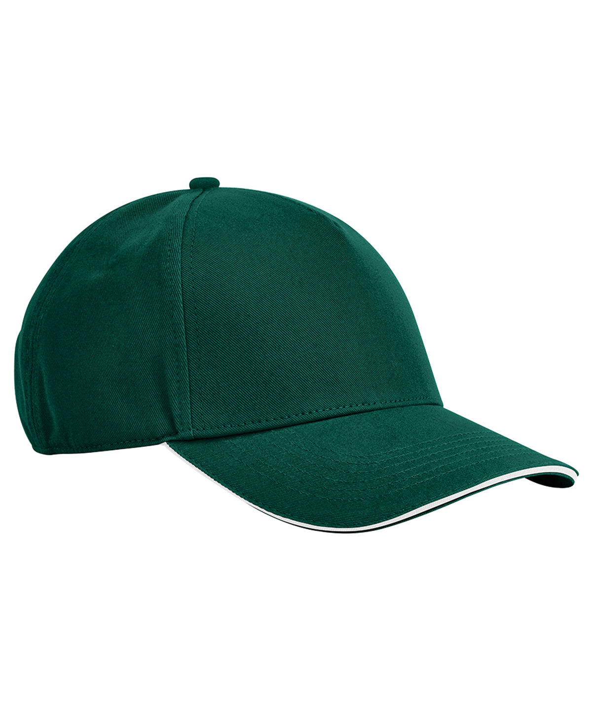 Beechfield EarthAware® classic organic cotton 5-panel cap – sandwich peak Bottle Green/White