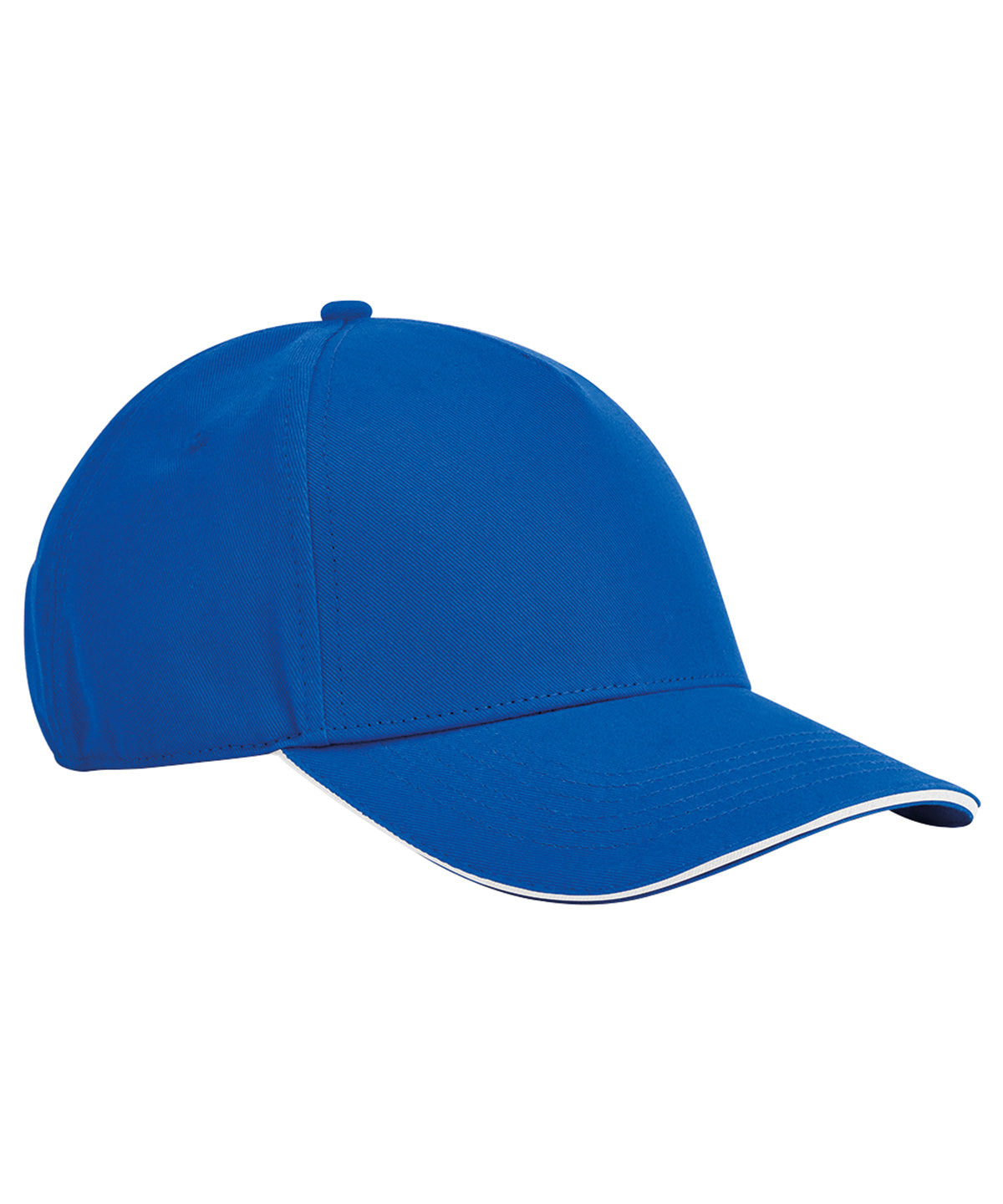 Beechfield EarthAware® classic organic cotton 5-panel cap – sandwich peak Bright Royal/White