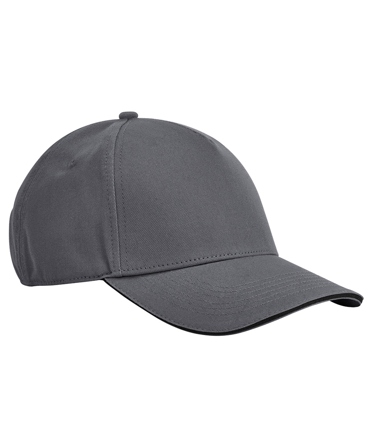 Beechfield EarthAware® classic organic cotton 5-panel cap – sandwich peak Graphite Grey/Black