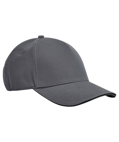 Beechfield EarthAware® classic organic cotton 5-panel cap – sandwich peak Graphite Grey/Black