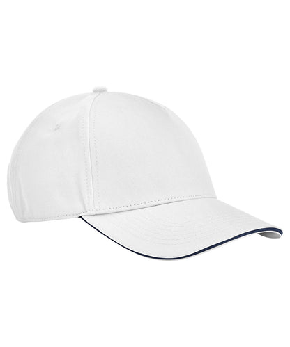Beechfield EarthAware® classic organic cotton 5-panel cap – sandwich peak White/French Navy