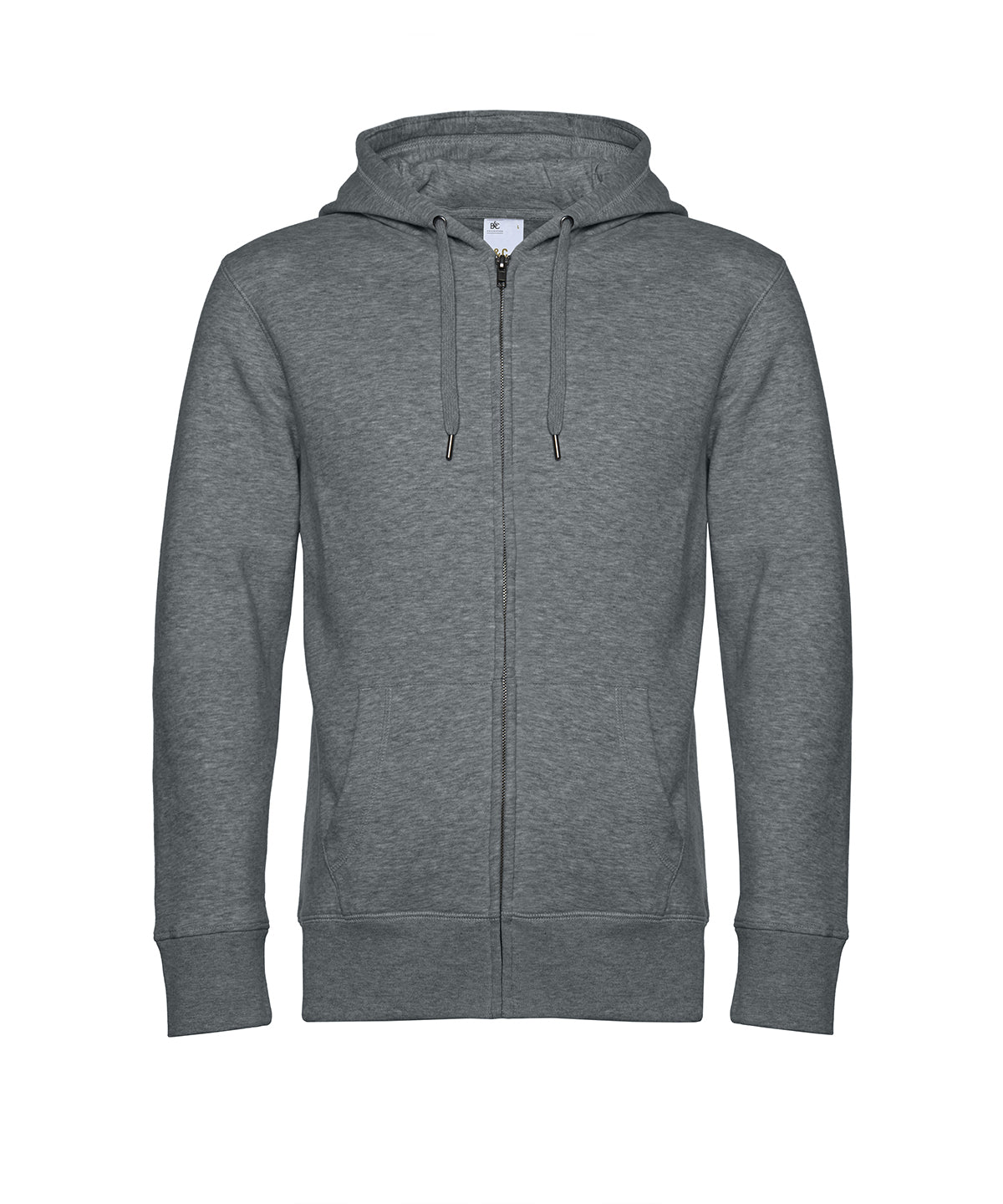 B&C Collection B&C KING Zipped Hood Heather Mid Grey