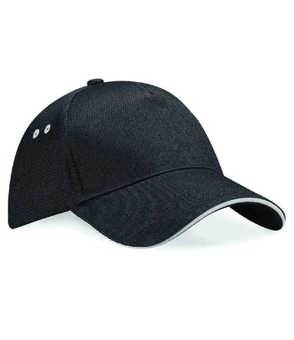 Beechfield Beechfield Ultimate 5 Panel Cap with Sandwich Peak Black/Light Grey
