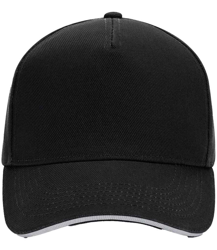 Beechfield Ultimate 5 Panel Cap with Sandwich Peak in Black/Light Grey