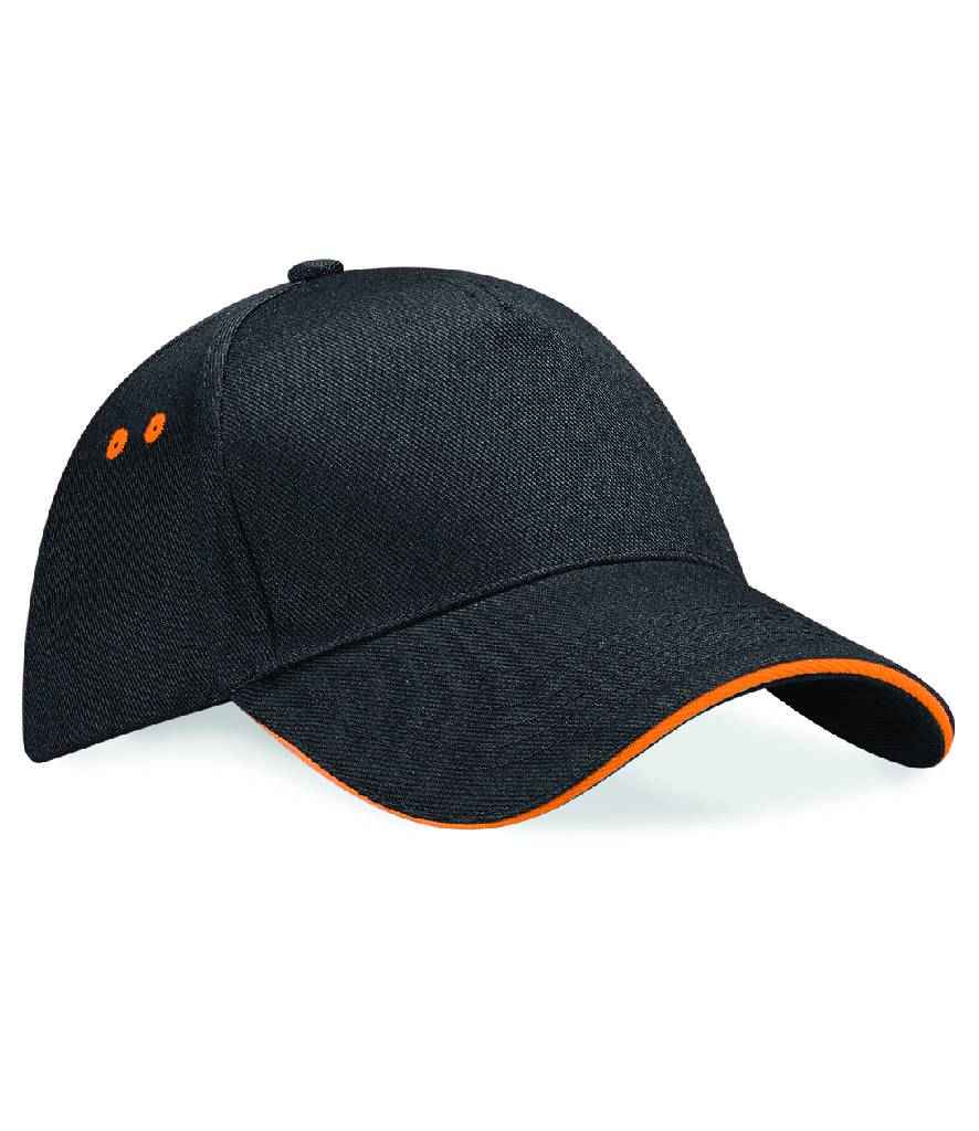 Beechfield Beechfield Ultimate 5 Panel Cap with Sandwich Peak Black/Orange