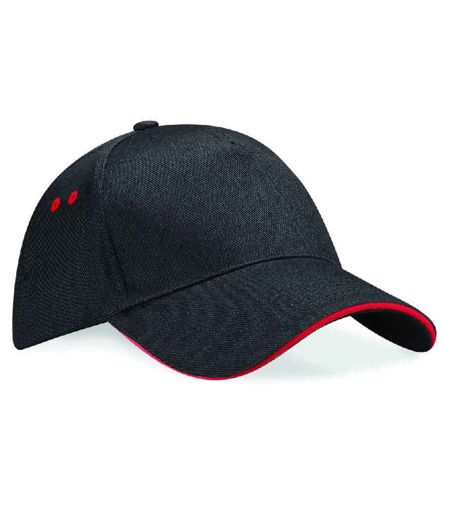 Beechfield Beechfield Ultimate 5 Panel Cap with Sandwich Peak Black/Classic Red
