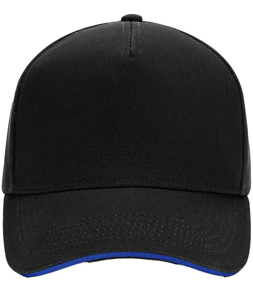 Beechfield Ultimate 5 Panel Cap with Sandwich Peak in Black/Bright Royal