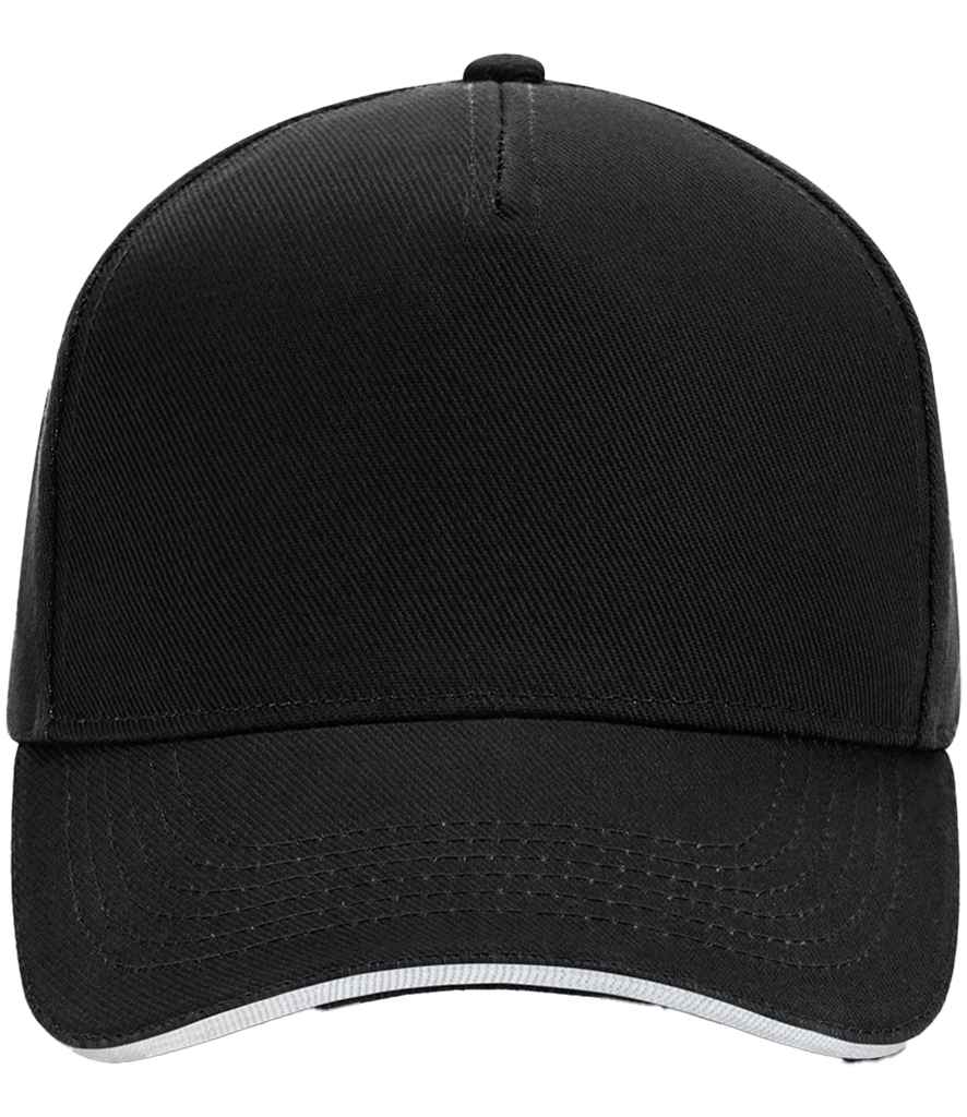 Beechfield Ultimate 5 Panel Cap with Sandwich Peak in Black/White