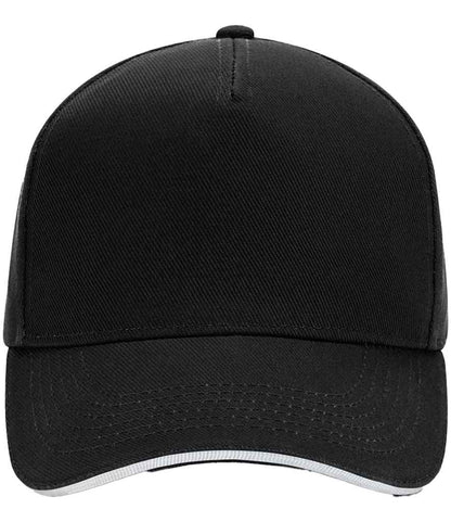 Beechfield Ultimate 5 Panel Cap with Sandwich Peak in Black/White