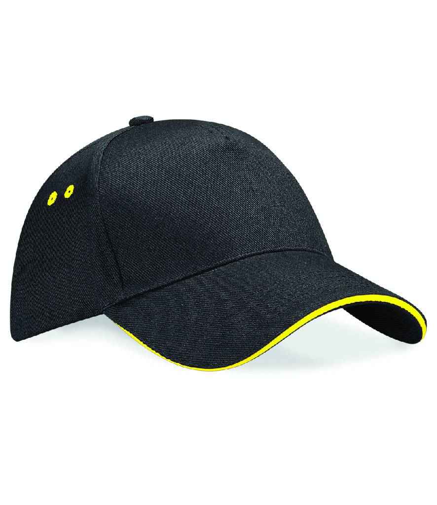 Beechfield Beechfield Ultimate 5 Panel Cap with Sandwich Peak Black/Yellow