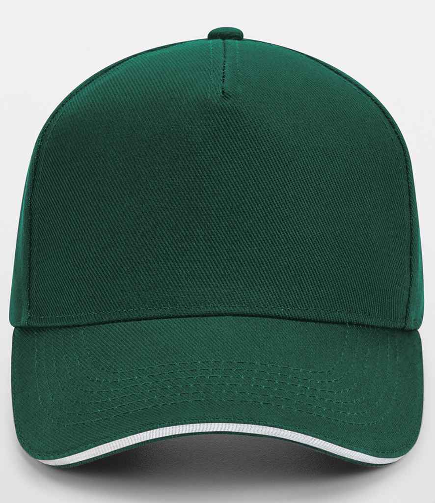 Beechfield Ultimate 5 Panel Cap with Sandwich Peak in Bottle Green/White