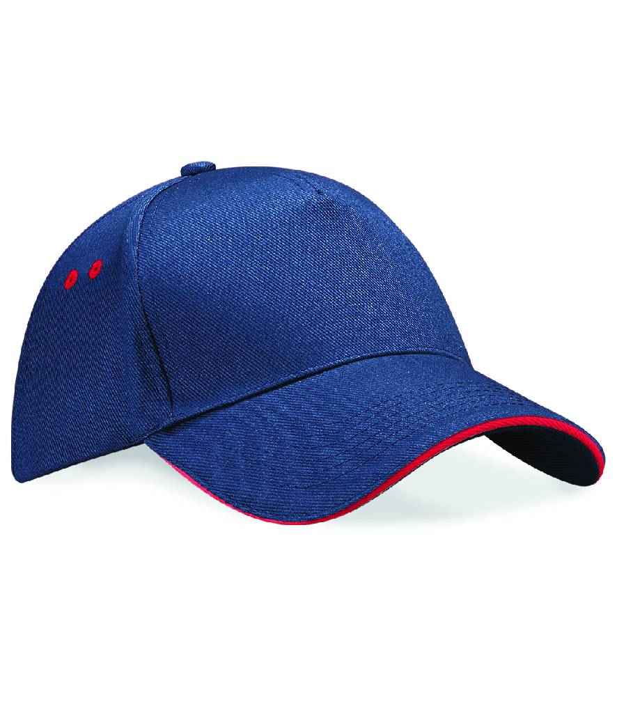 Beechfield Beechfield Ultimate 5 Panel Cap with Sandwich Peak French Navy/Classic Red