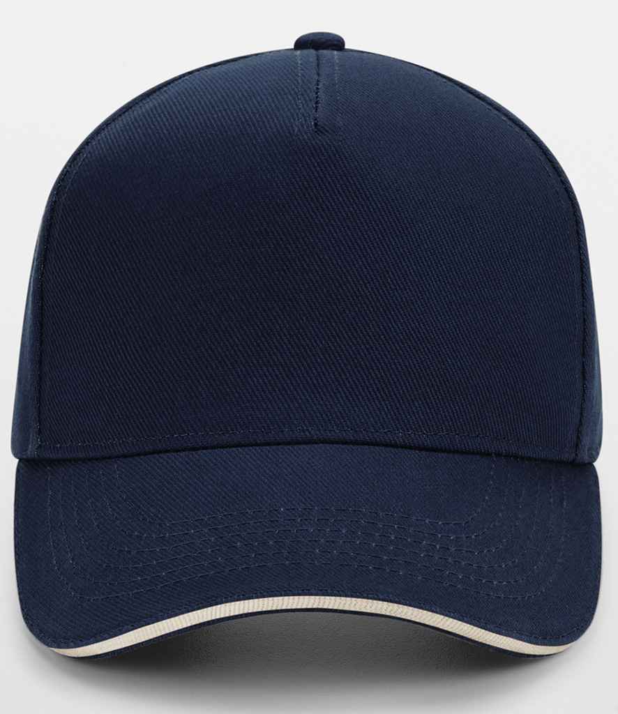 Beechfield Ultimate 5 Panel Cap with Sandwich Peak in Navy/Putty