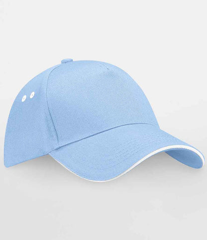 Beechfield Beechfield Ultimate 5 Panel Cap with Sandwich Peak Sky Blue/White