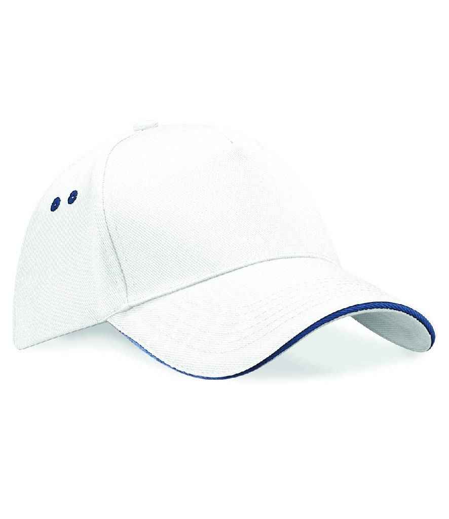 Beechfield Beechfield Ultimate 5 Panel Cap with Sandwich Peak White/French Navy