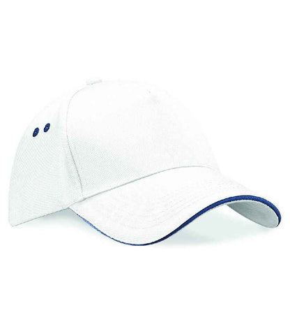Beechfield Beechfield Ultimate 5 Panel Cap with Sandwich Peak White/French Navy
