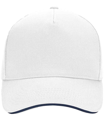 Beechfield Ultimate 5 Panel Cap with Sandwich Peak in White/French Navy