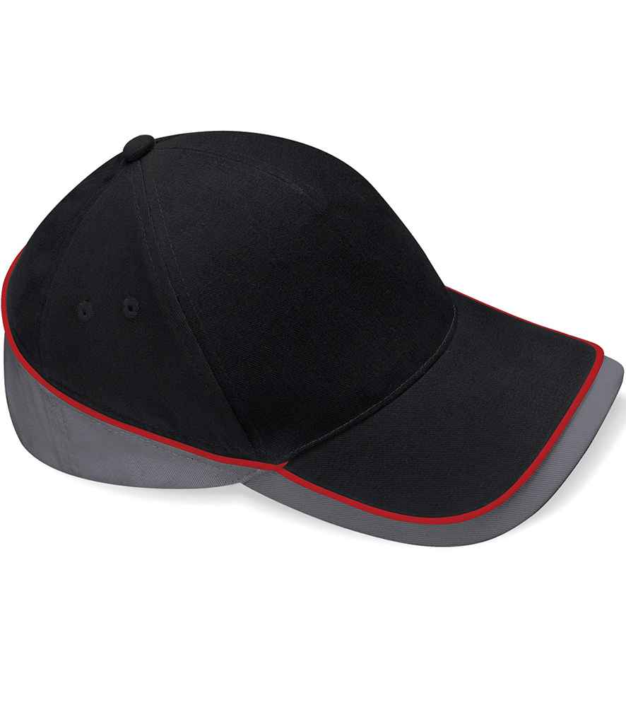 Beechfield Beechfield Teamwear Competition Cap Black/Graphite Grey/Classic Red