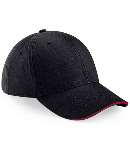 Beechfield Athleisure 6 Panel Cap in Black/Classic Red