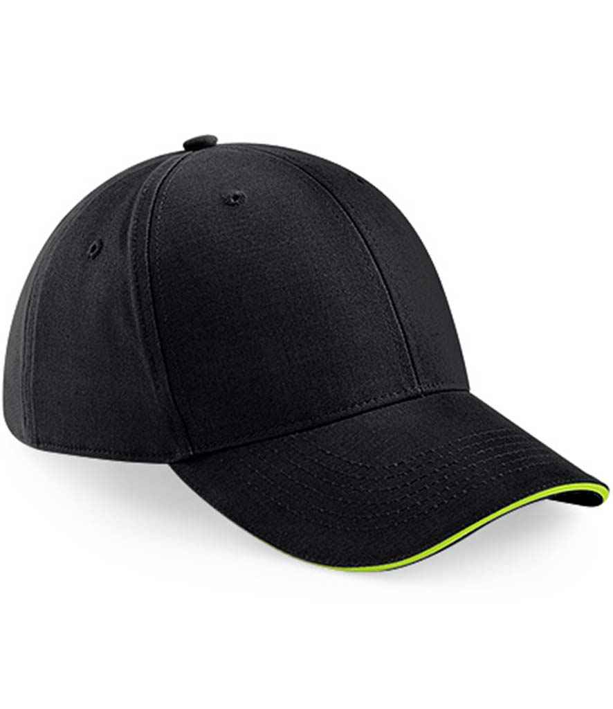 Beechfield Beechfield Athleisure 6 Panel Cap Black/Lime Green