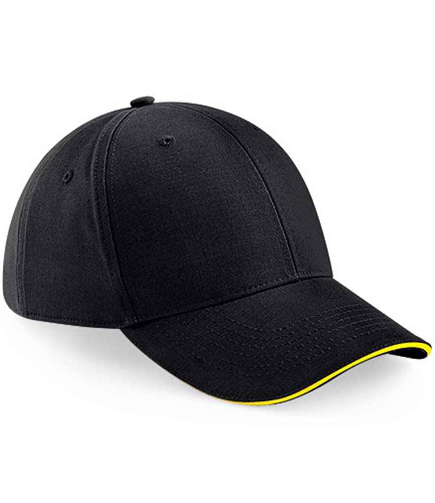 Beechfield Beechfield Athleisure 6 Panel Cap Black/Yellow