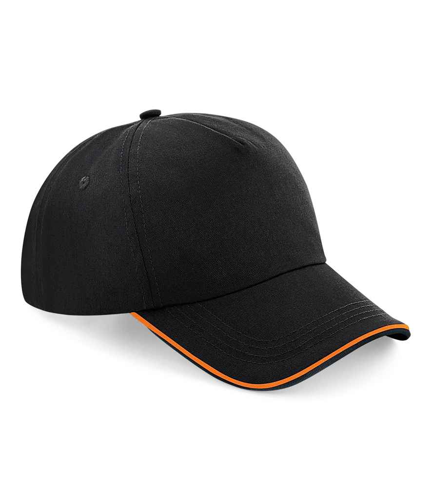 Beechfield Beechfield Authentic Piped 5 Panel Cap Black/Orange