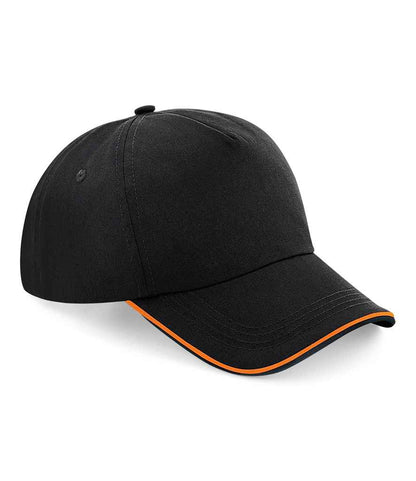 Beechfield Beechfield Authentic Piped 5 Panel Cap Black/Orange