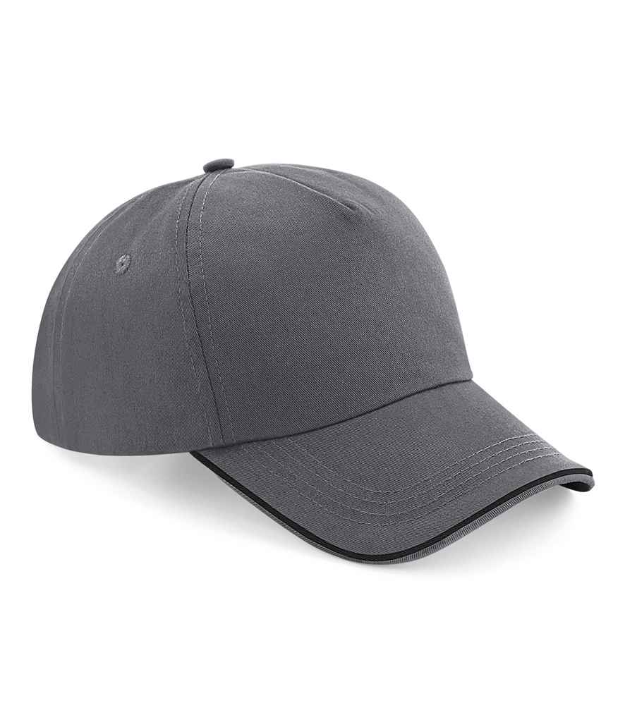 Beechfield Beechfield Authentic Piped 5 Panel Cap Graphite Grey/Black