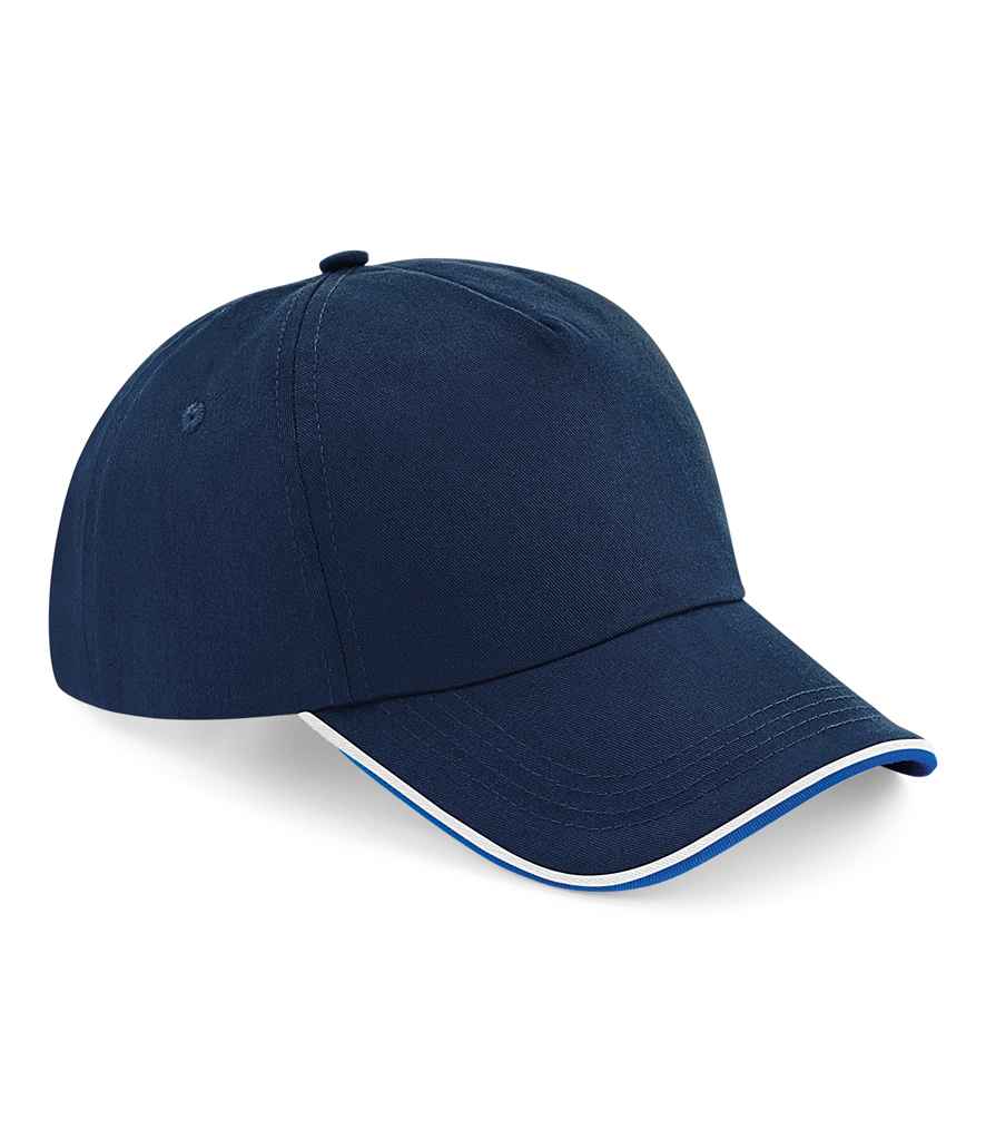 Beechfield Beechfield Authentic Piped 5 Panel Cap French Navy/Bright Royal/White