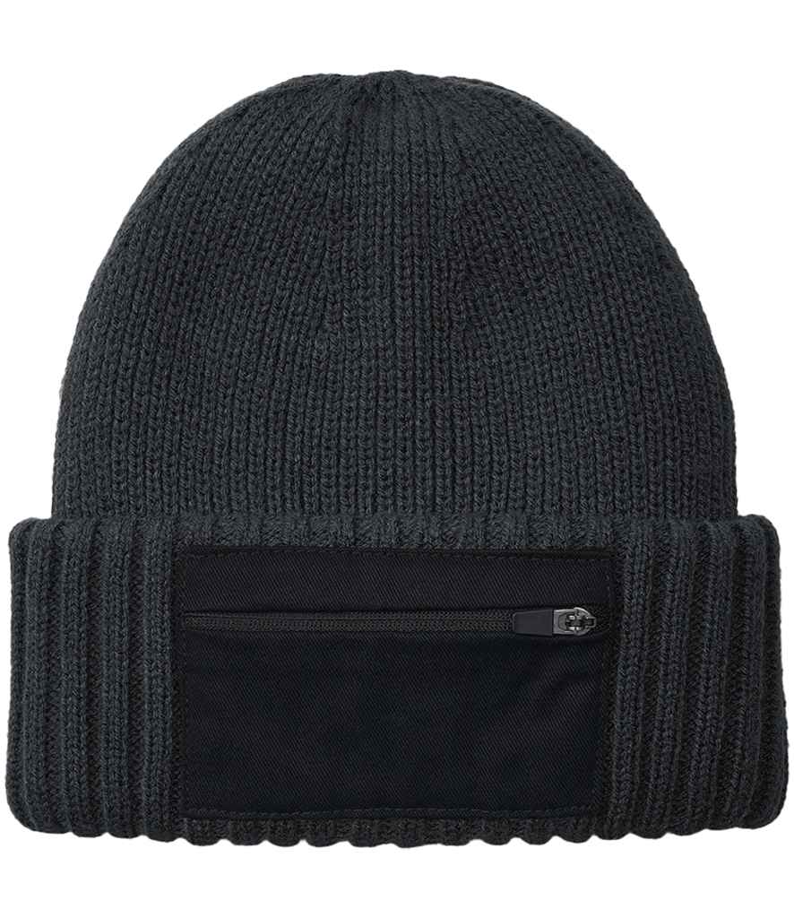 Beechfield Zip Patch Beanie in Graphite Grey/Black
