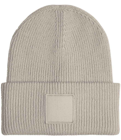 Beechfield Deep Cuff Tonal Patch Beanie in Natural Stone