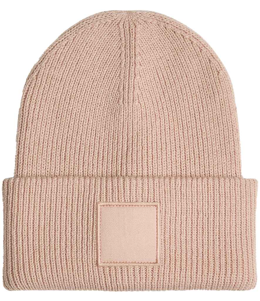 Beechfield Deep Cuff Tonal Patch Beanie in Peach