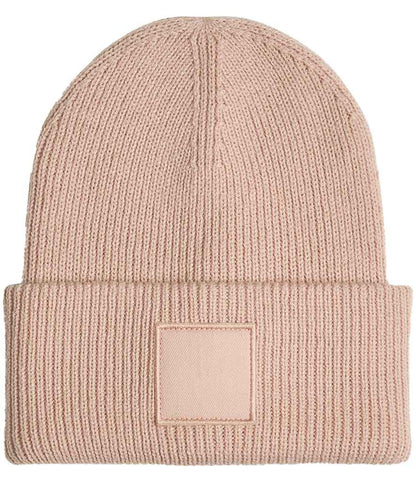 Beechfield Deep Cuff Tonal Patch Beanie in Peach