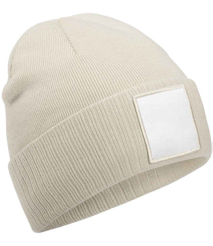 Beechfield Beechfield Appliqué Patch Beanie Oatmeal/White