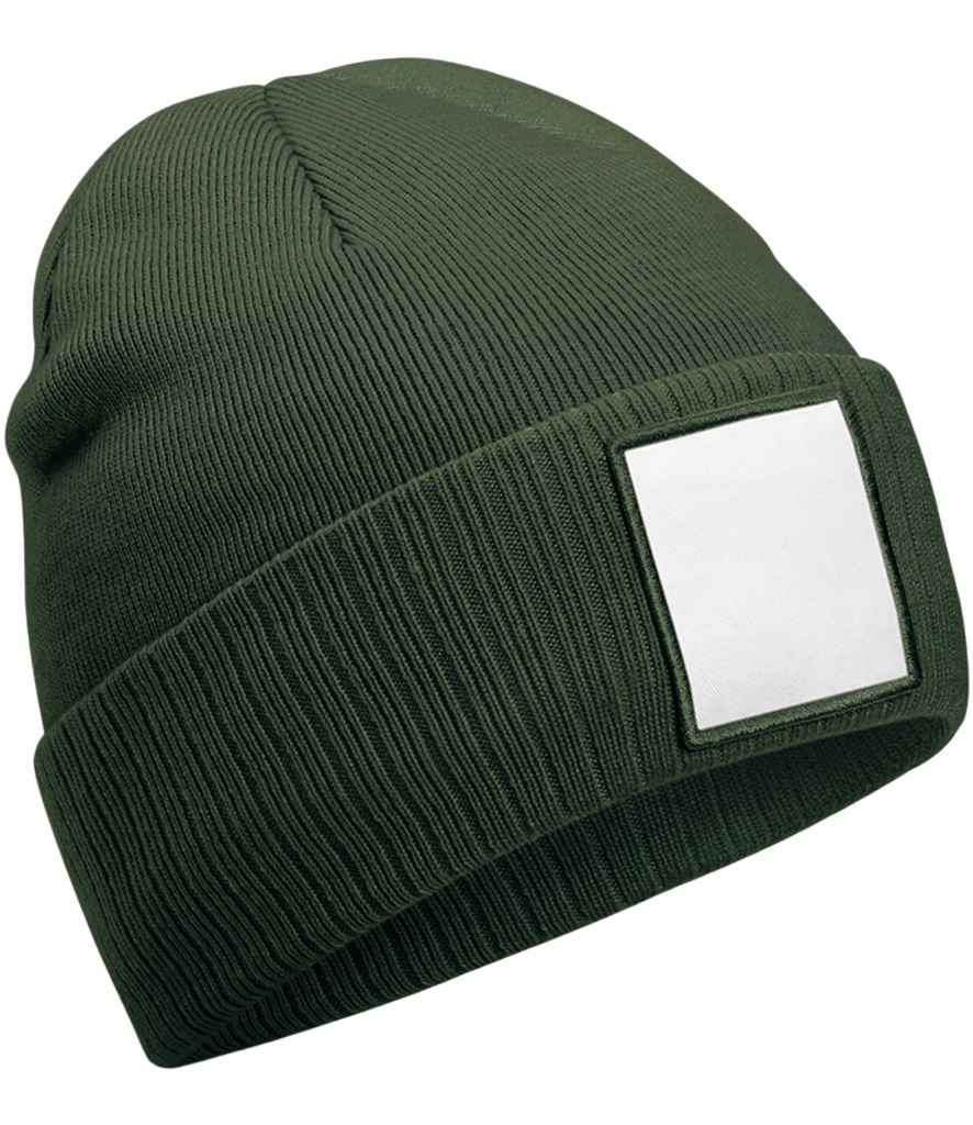 Beechfield Beechfield Appliqué Patch Beanie Olive Green/White