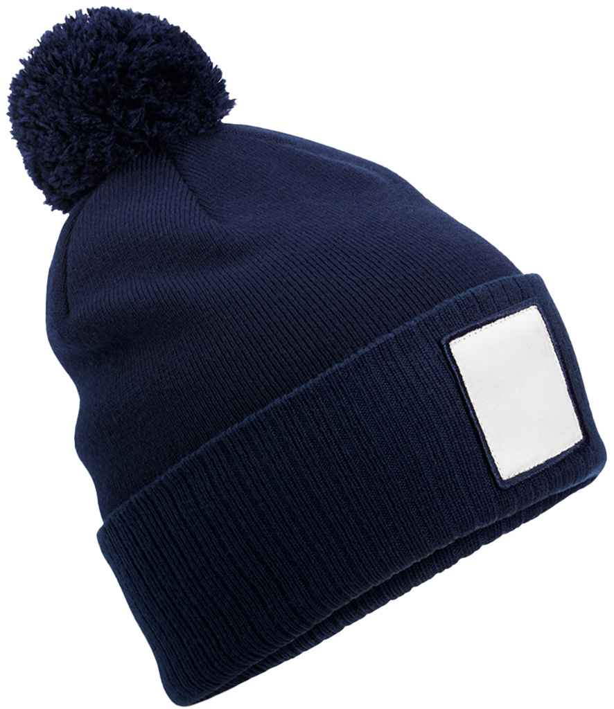 Beechfield Beechfield Appliqué Patch Pom Beanie Oxford Navy/White