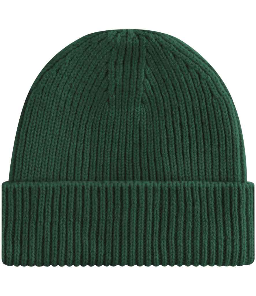 Beechfield Engineered Knit Ribbed Beanie in Bottle Green